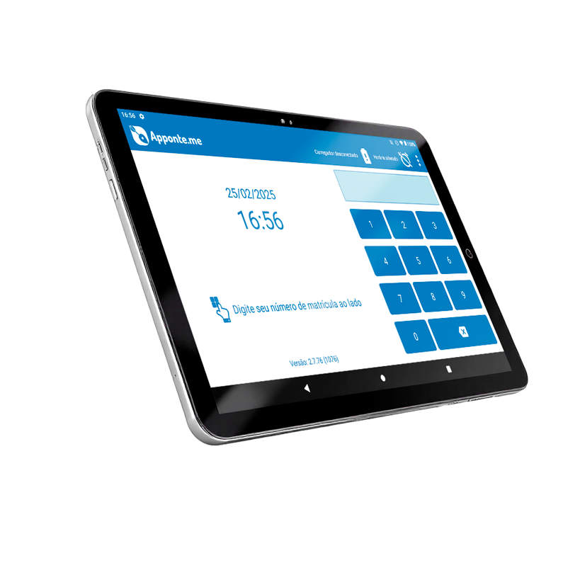 Tablet com marcação de ponto no Apponte.me